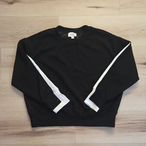 p cill Josie Double-Layered Sleeve Top, Black/White, Size Small